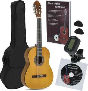 Pack de guitarra Navarrez NV11PK con funda, afinador, púas, cd+libro