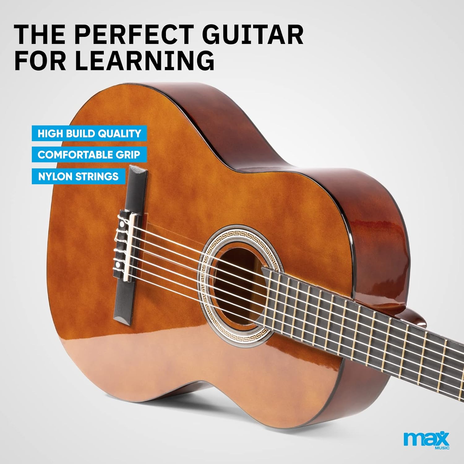 Guitarra Max SoloArt de lado, clásica flamenca