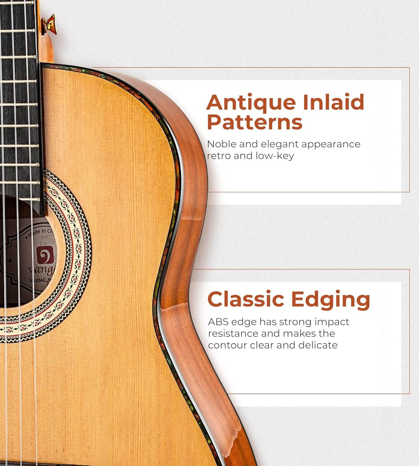 Guitarra Vangoa clásica starter set, medio cuerpo, clásica flamenca