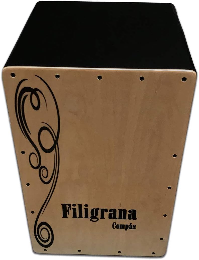 Cajón flamenco filigrana compás vista aérea frontal