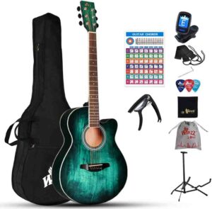 Guitarra acústica Winzz 40 pulgadas con cuerdas de acero para adultos principiantes y estudiantes